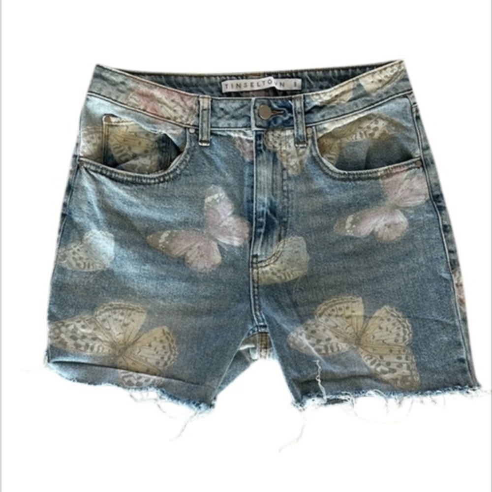 Tinseltown size 9 juniors butterfly print jean shorts